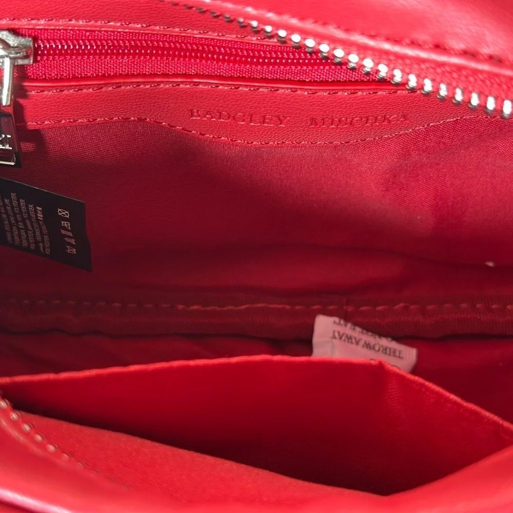Badgley Mischka NWT Pearl-Embellished Red Crossbody Bag